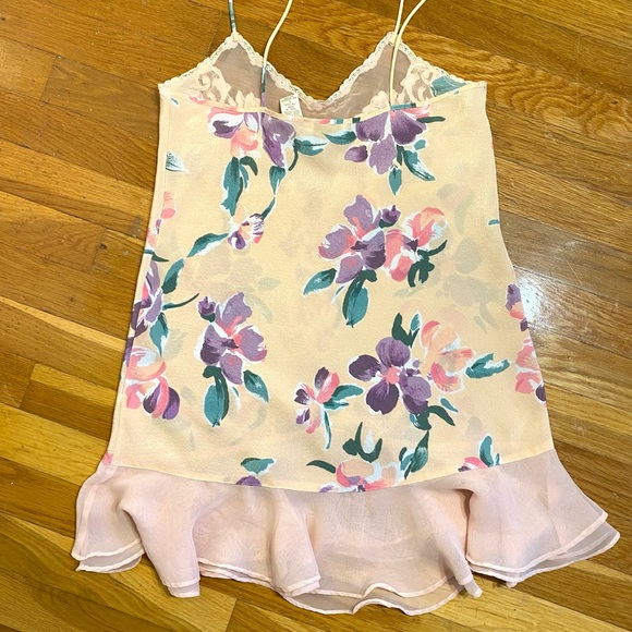 Vintage Victoria's Secret Peach Floral, Lace & Frill Mini Slip Lingerie Dress - Picture 5 of 15